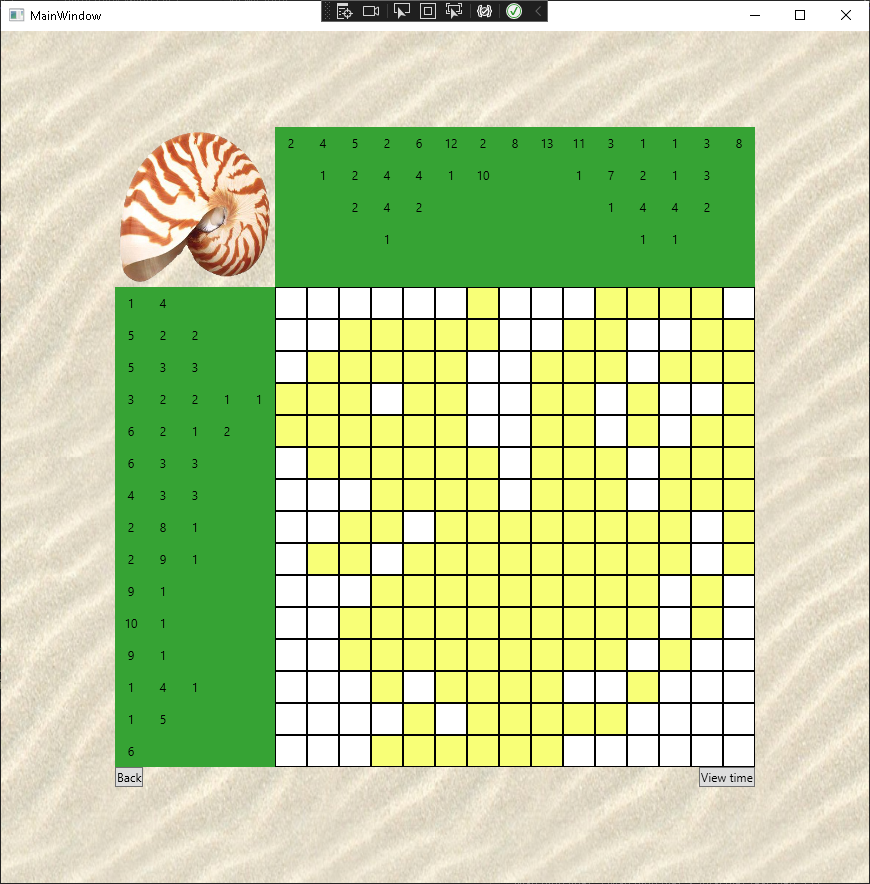 Screenshot of game with solved puzzle of a squirrel