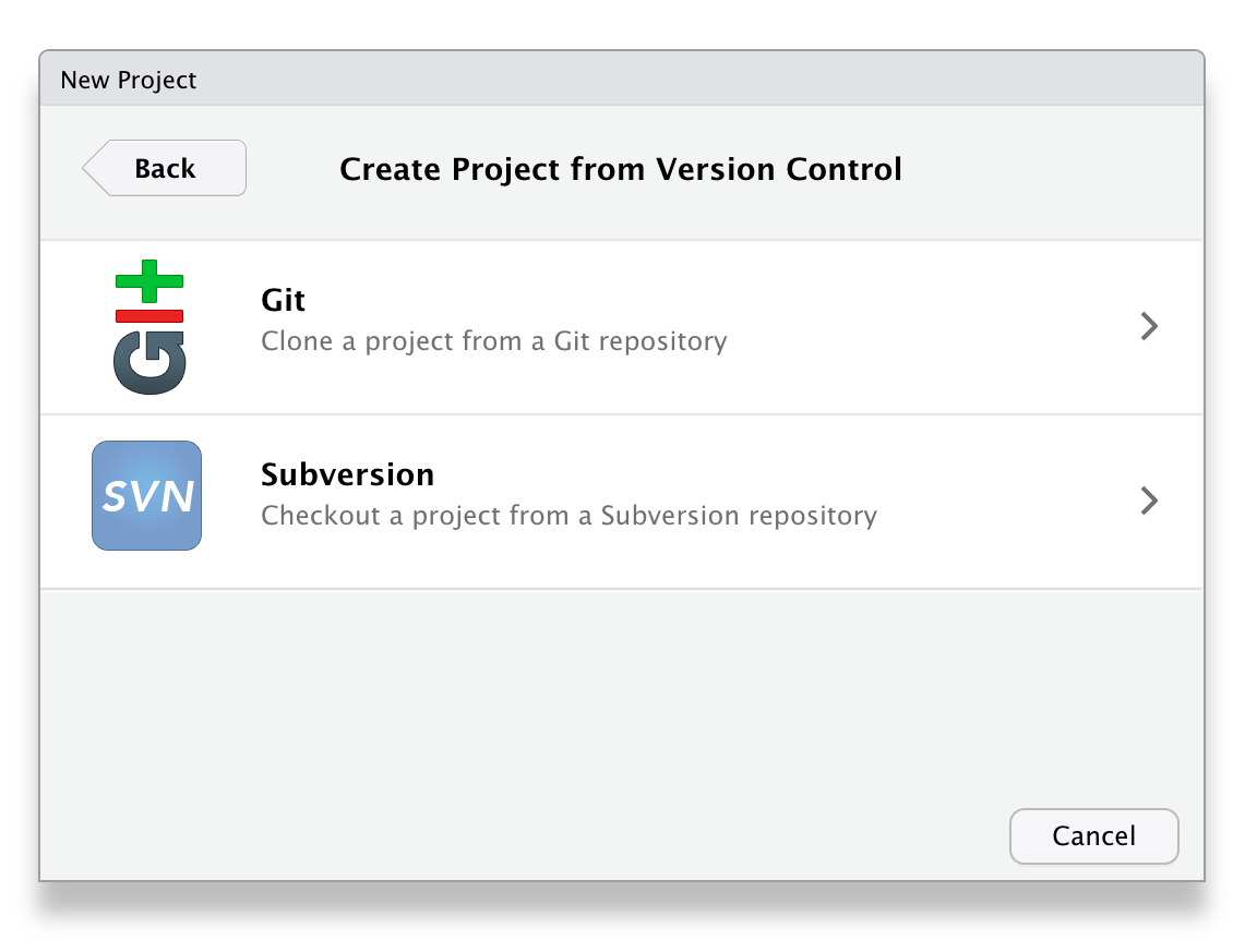 Create a project from Version Control