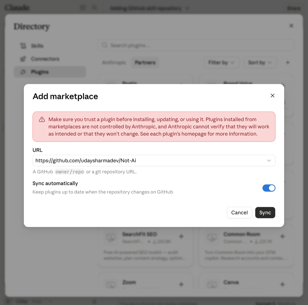 Claude Marketplace: Add Not Ai