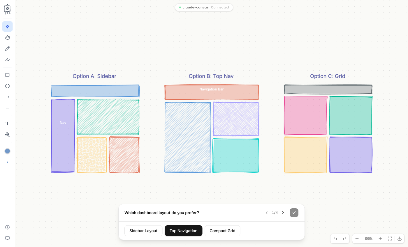 Visual Q&A — answer selected