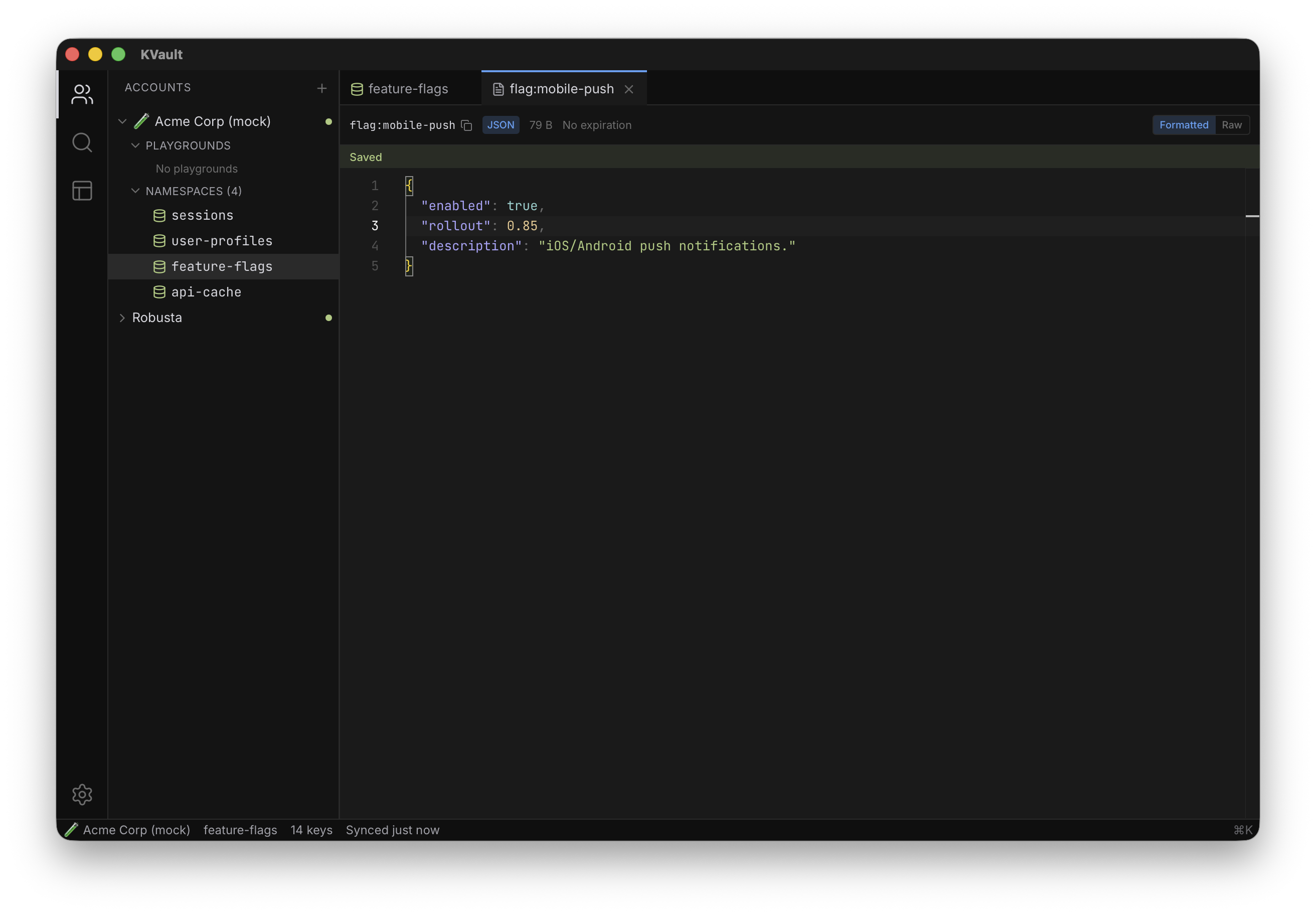 The Saved indicator appears after Cmd+S writes the value back to Cloudflare