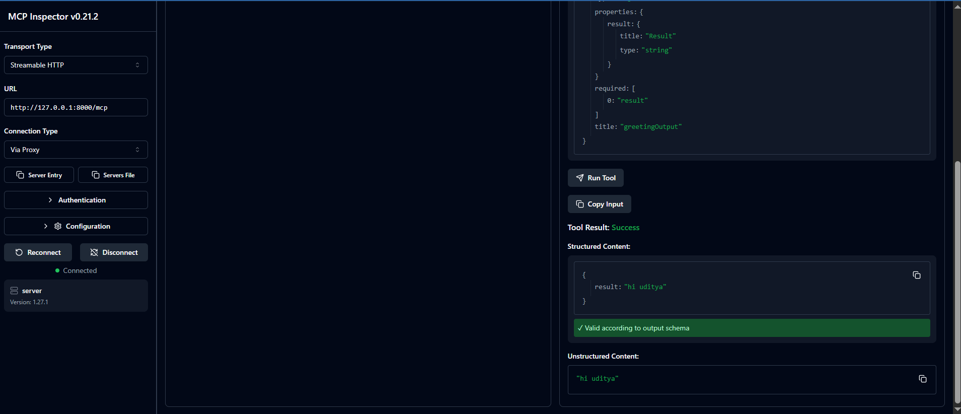 Executing Greeting Tool