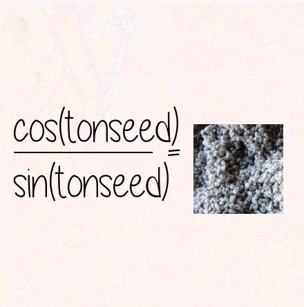 cos(tonseed) / sin(tonseed) = cottonseed