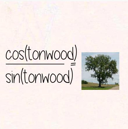 cos(tonwood) / sin(tonwood) = cottonwood