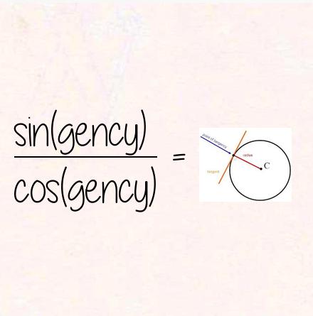 sin(gency) / cos(gency) = tangency