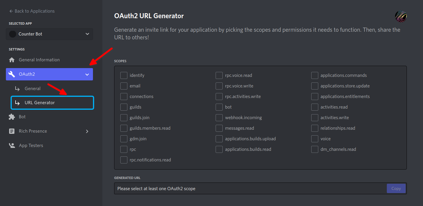 Open the URL Generator sub-tab