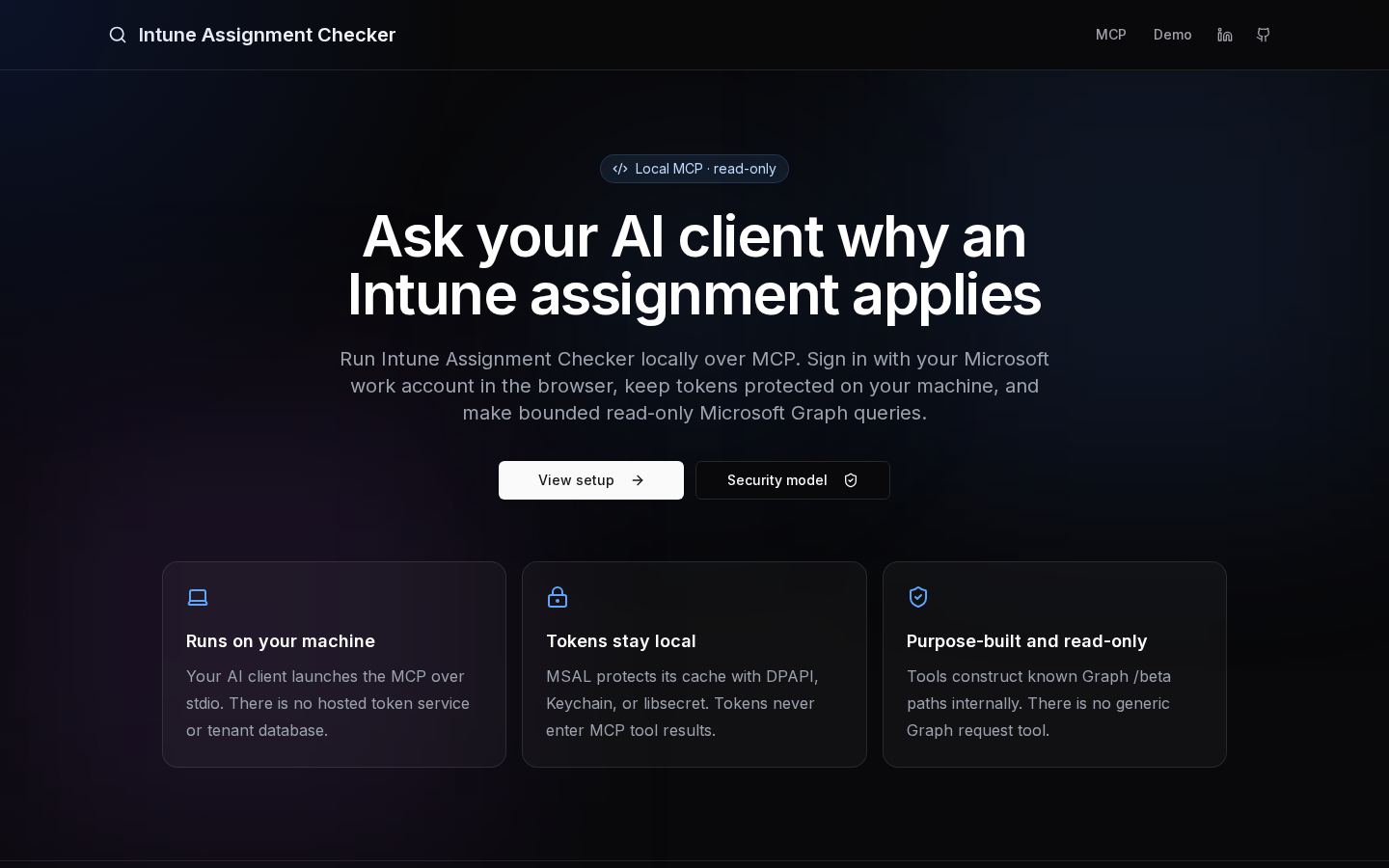 Intune Assignment Checker MCP overview