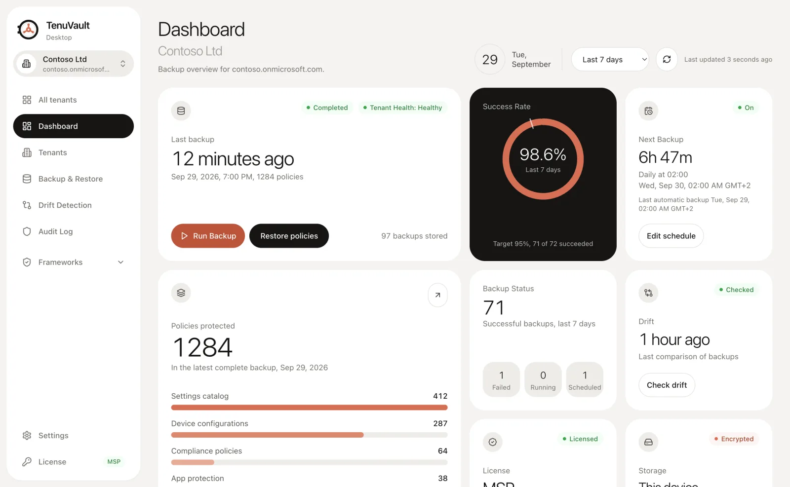 TenuVault dashboard