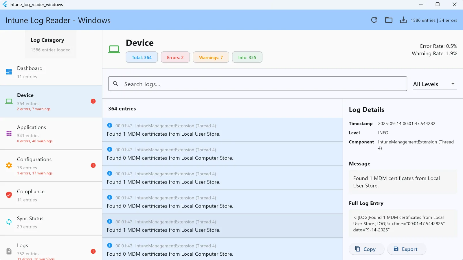 Intune Log Reader for Windows screenshot 3 of 5