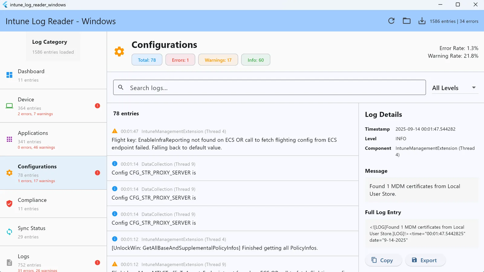 Intune Log Reader for Windows screenshot 5 of 5