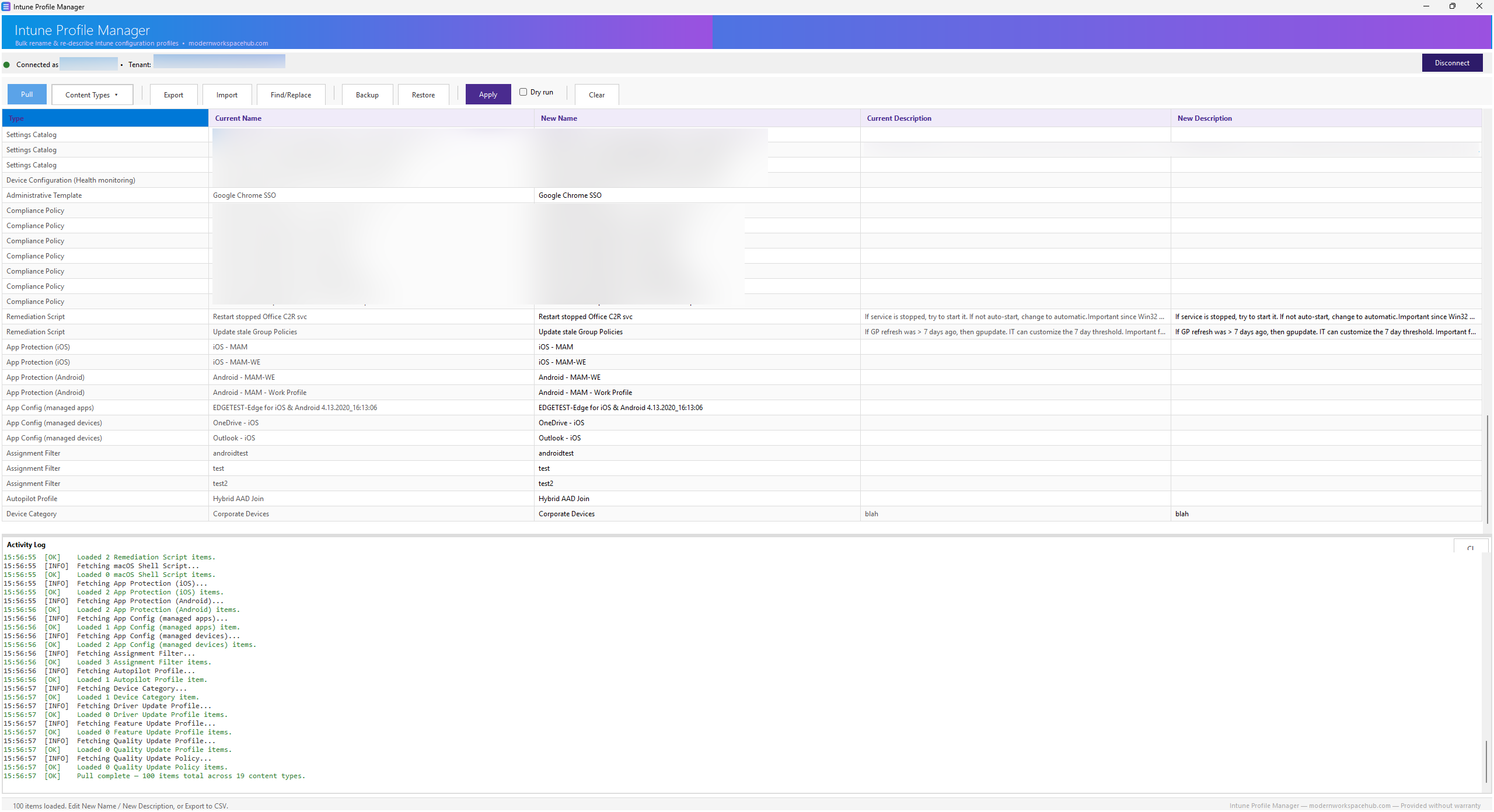 Intune Profile Bulk Renamer Tool screenshot 2 of 4