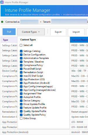 Intune Profile Bulk Renamer Tool screenshot 3 of 4