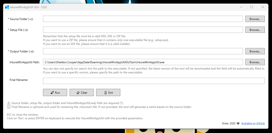 IntuneWinAppUtil GUI screenshot 2