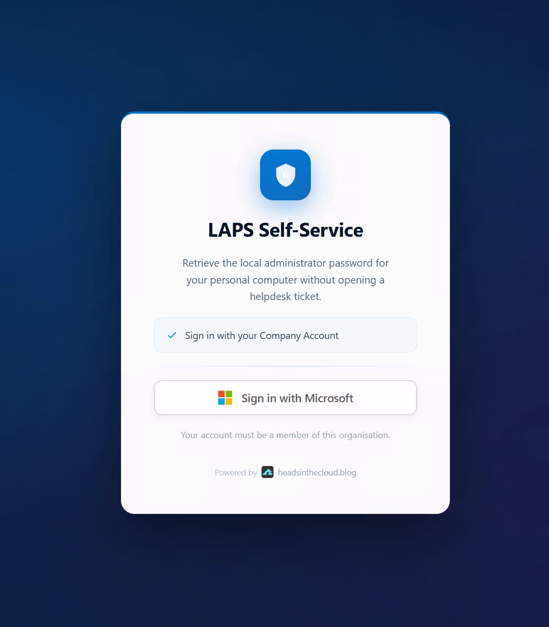 Windows LAPS Self‑Service Portal screenshot 2
