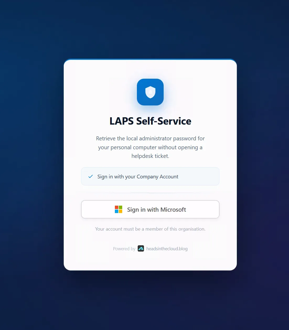 Windows LAPS Self‑Service Portal screenshot 2 of 5