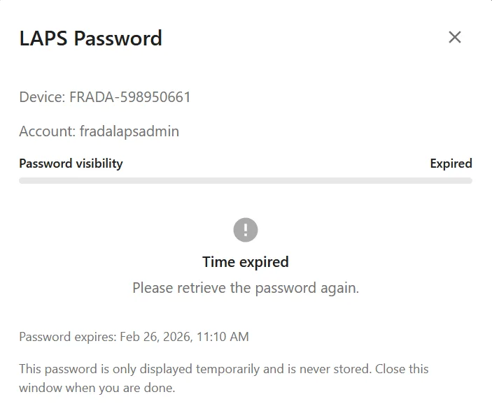 Windows LAPS Self‑Service Portal screenshot 5 of 5