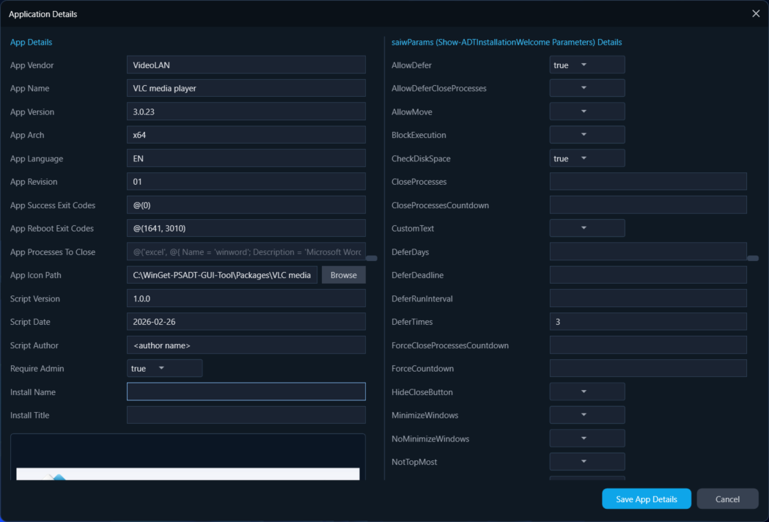 WinGet-PSADT-GUI-Tool screenshot 2