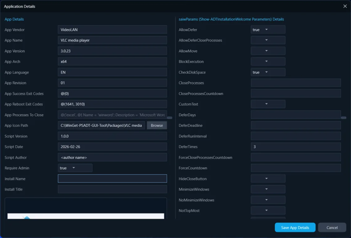 WinGet-PSADT-GUI-Tool screenshot 2 of 5