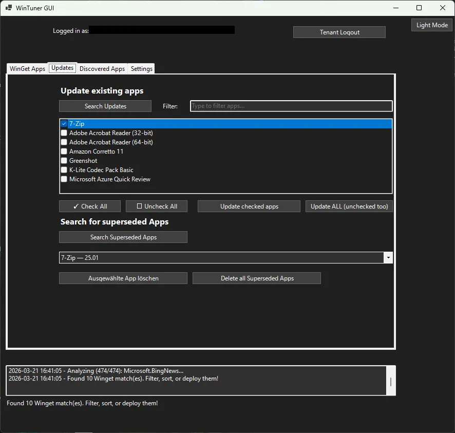 Wintuner GUI screenshot 2 of 4