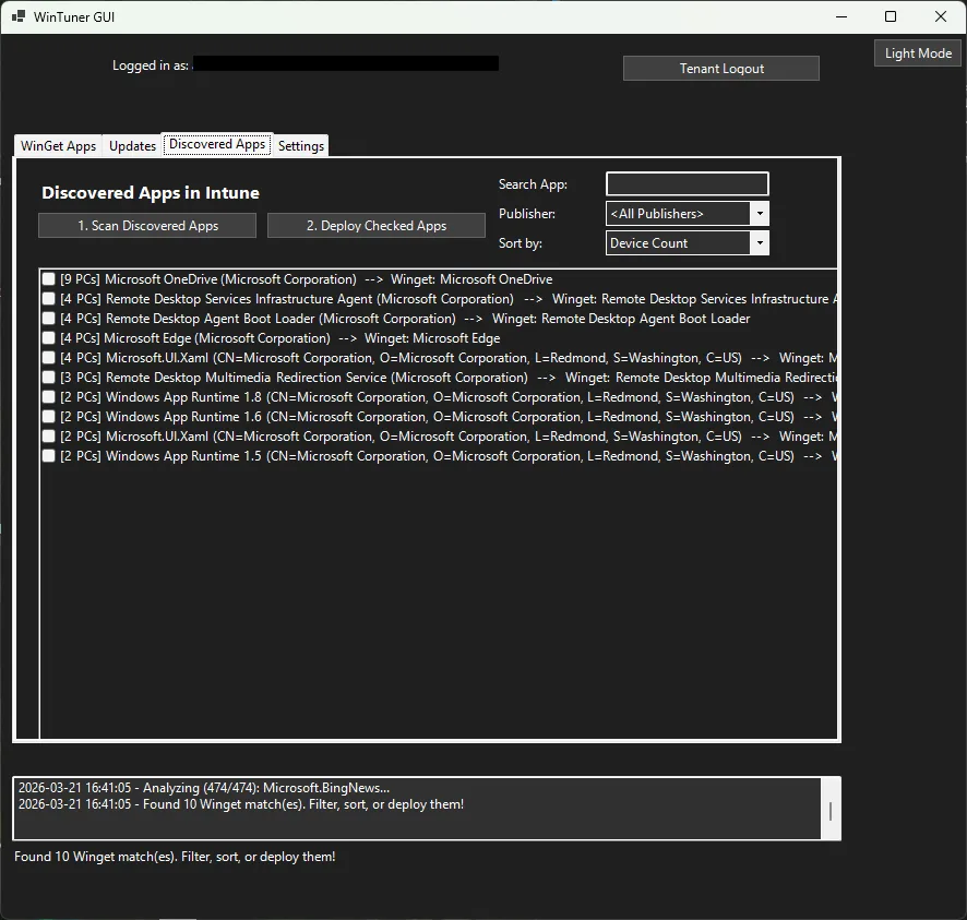 Wintuner GUI screenshot 3 of 4