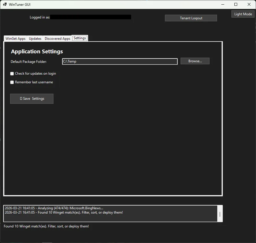 Wintuner GUI screenshot 4 of 4