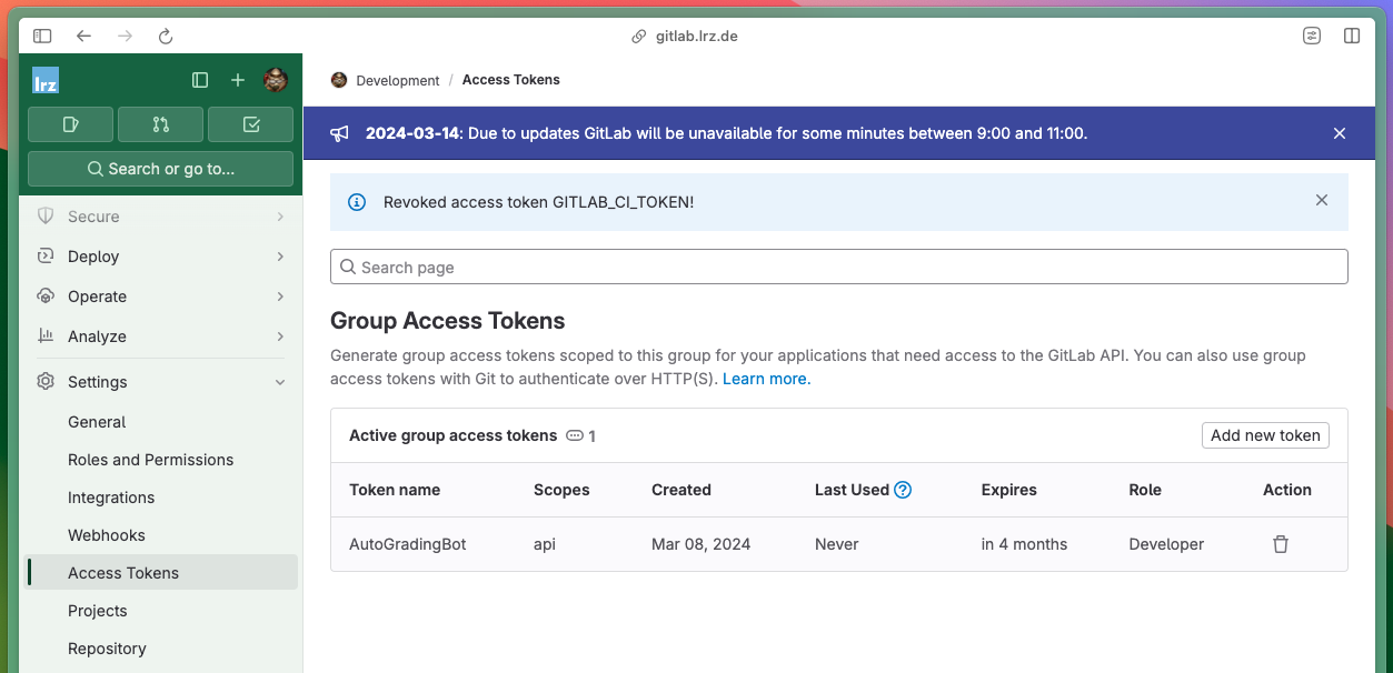Group Access Token
