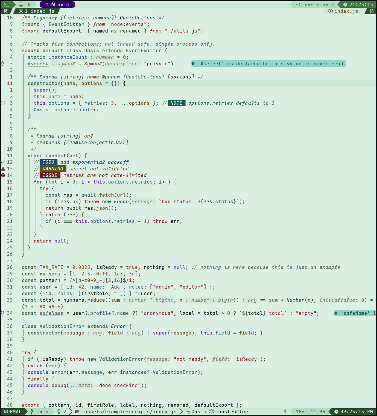 Cactus light mode code sample