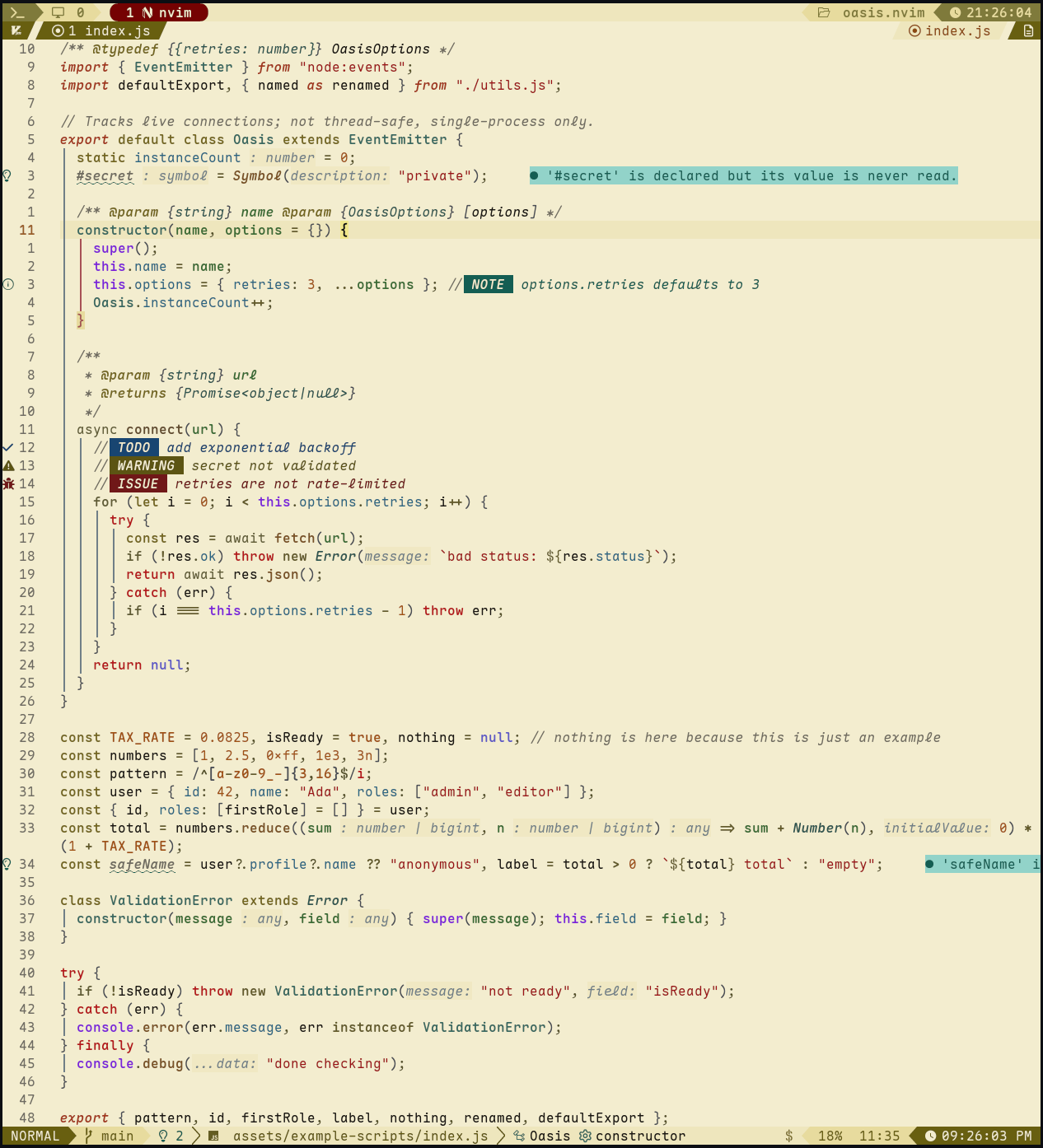 Desert light mode code sample
