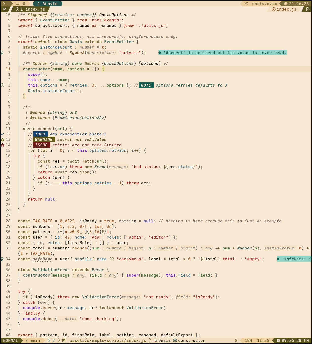 Dune light mode code sample