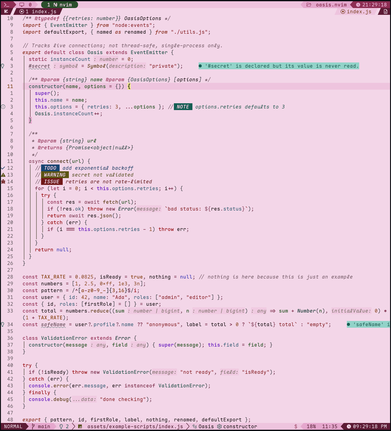 Rose light mode code sample