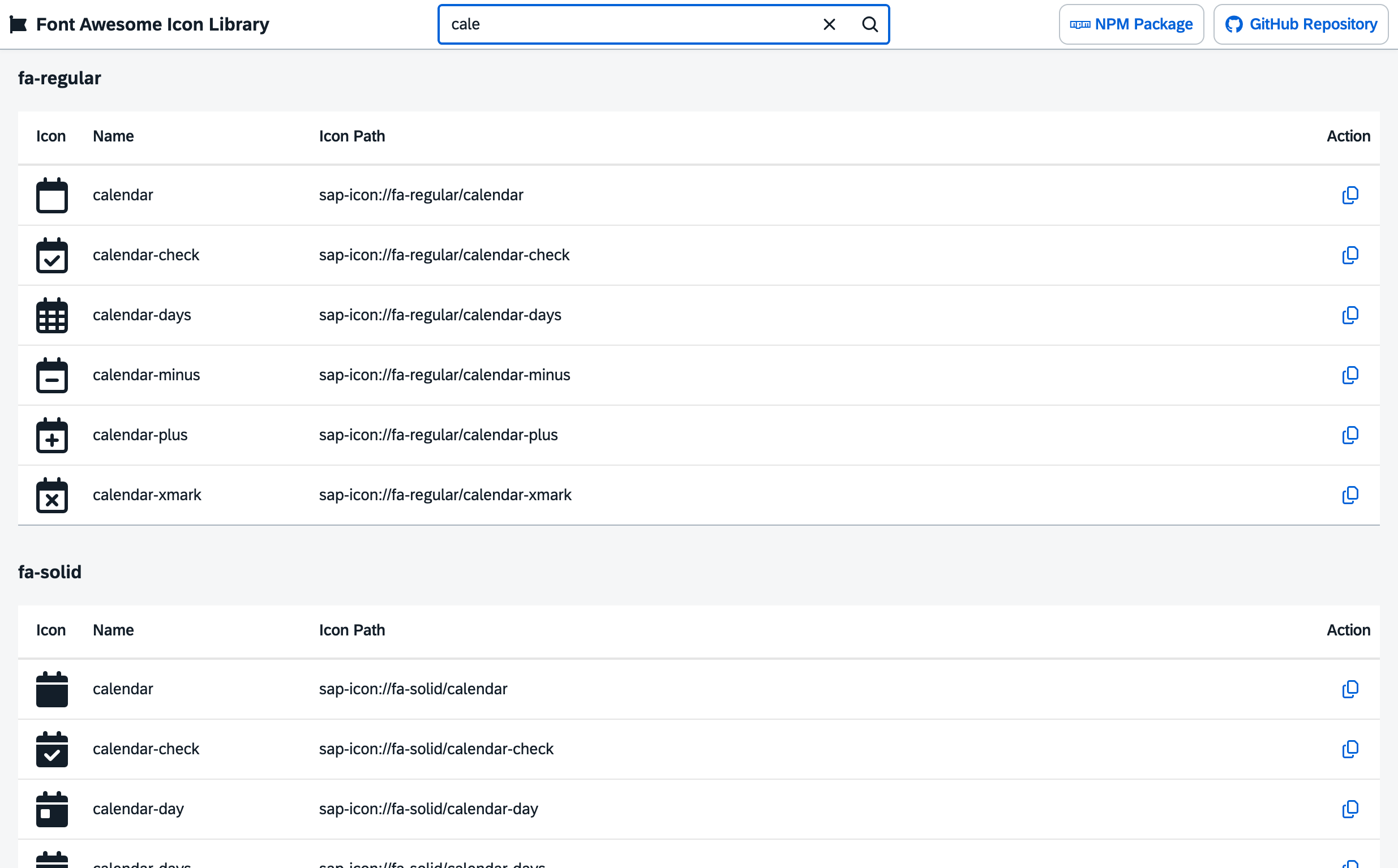 Icon Browser with Search