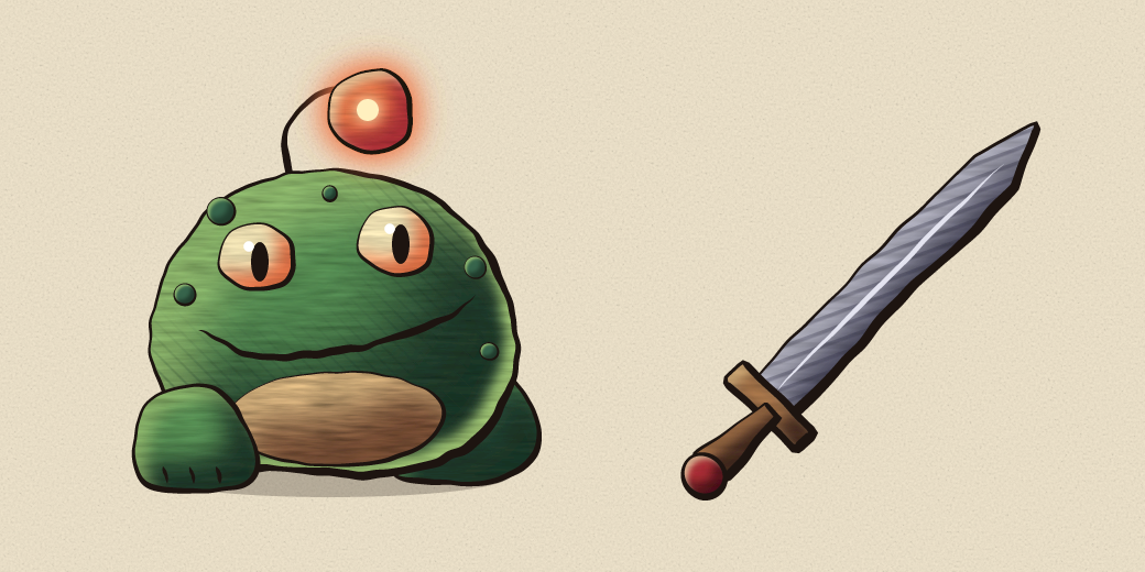 A swamp toad with a lantern and a dagger, inked and painted in a hand-drawn card-game style