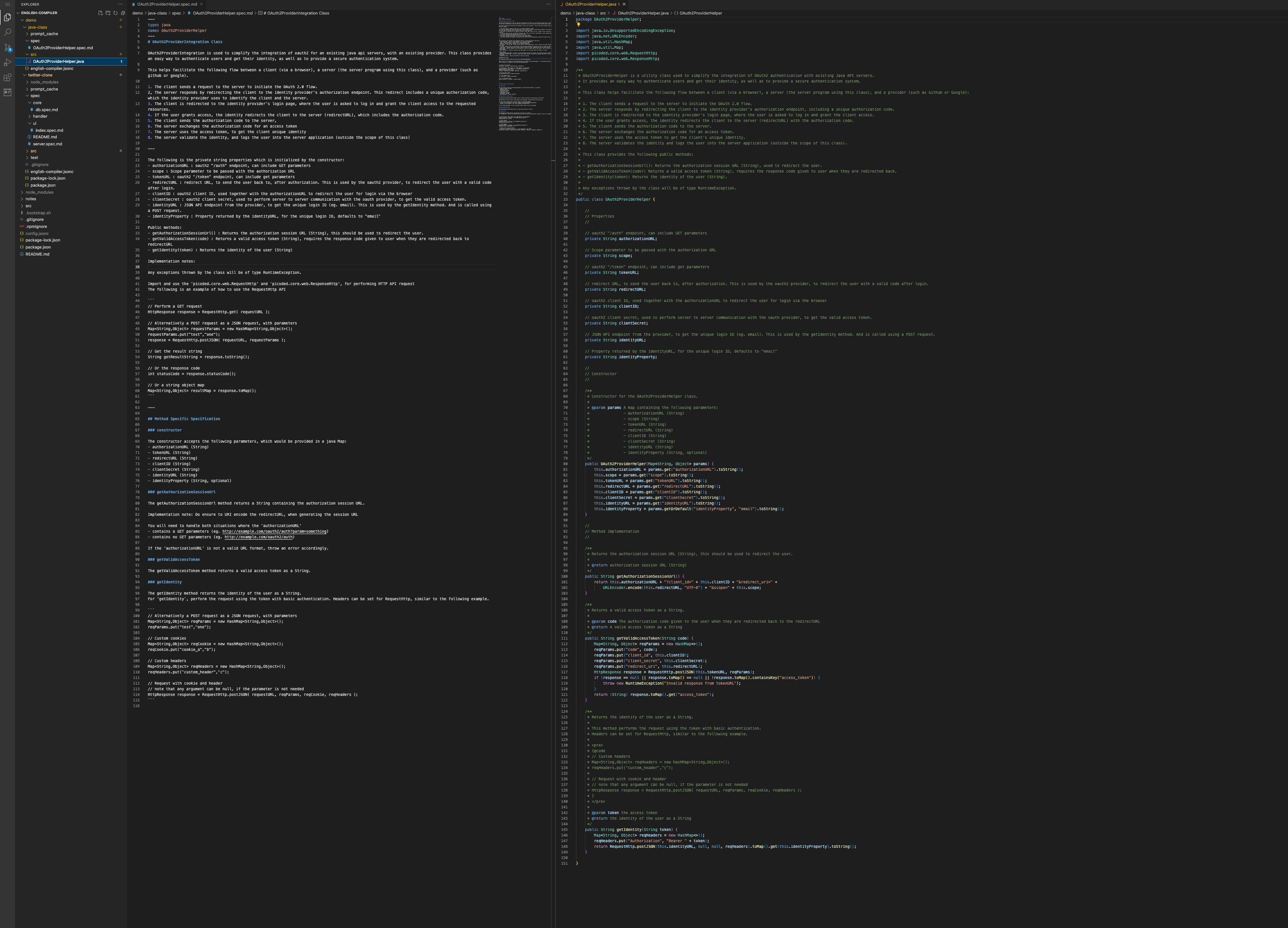 Screenshot of a large wall of text and code, to represent how large the oauth2 spec is
