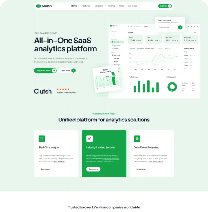 Analytics SaaS Landing<br> Pages Website