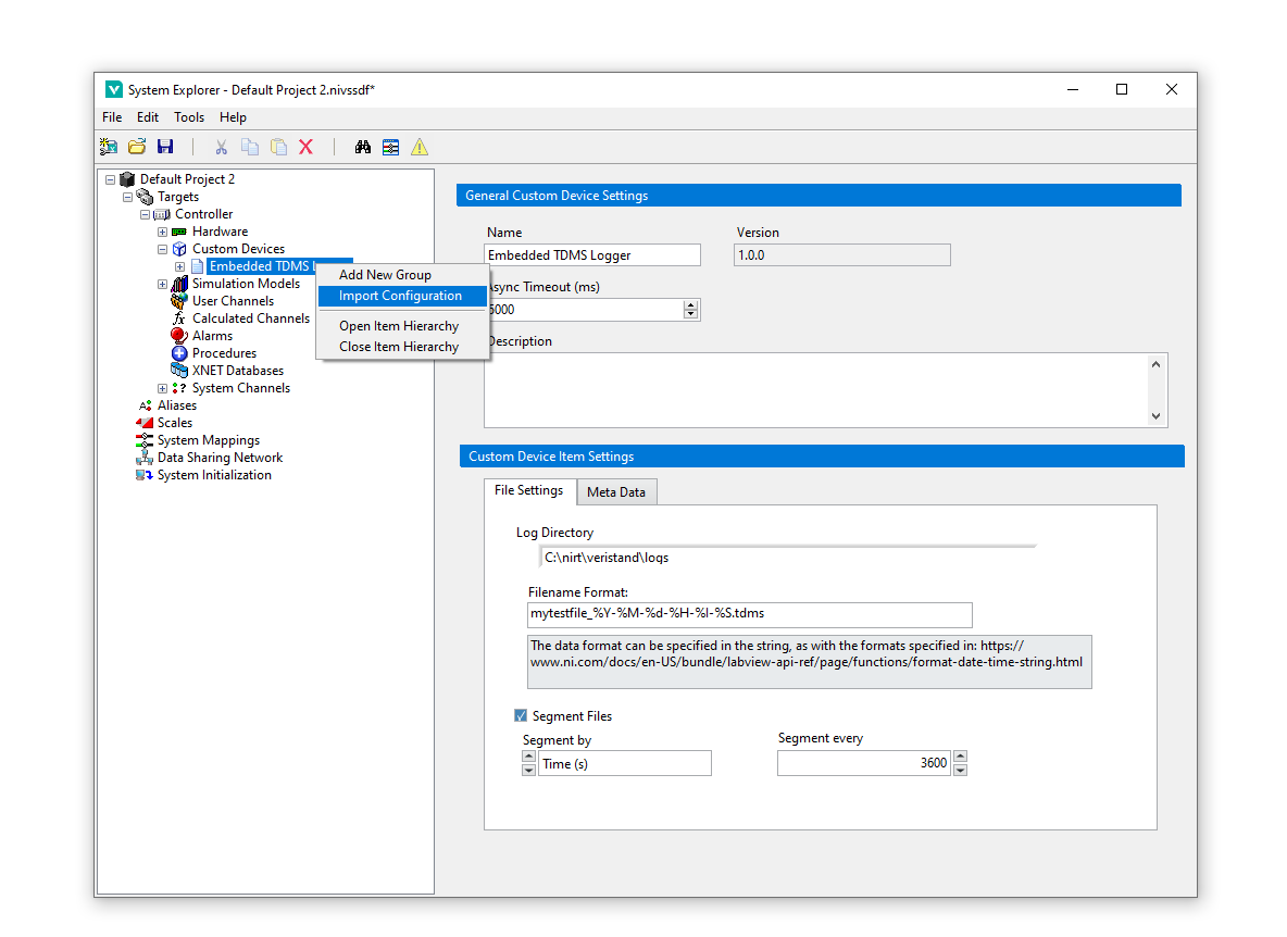 Importing a Configuration