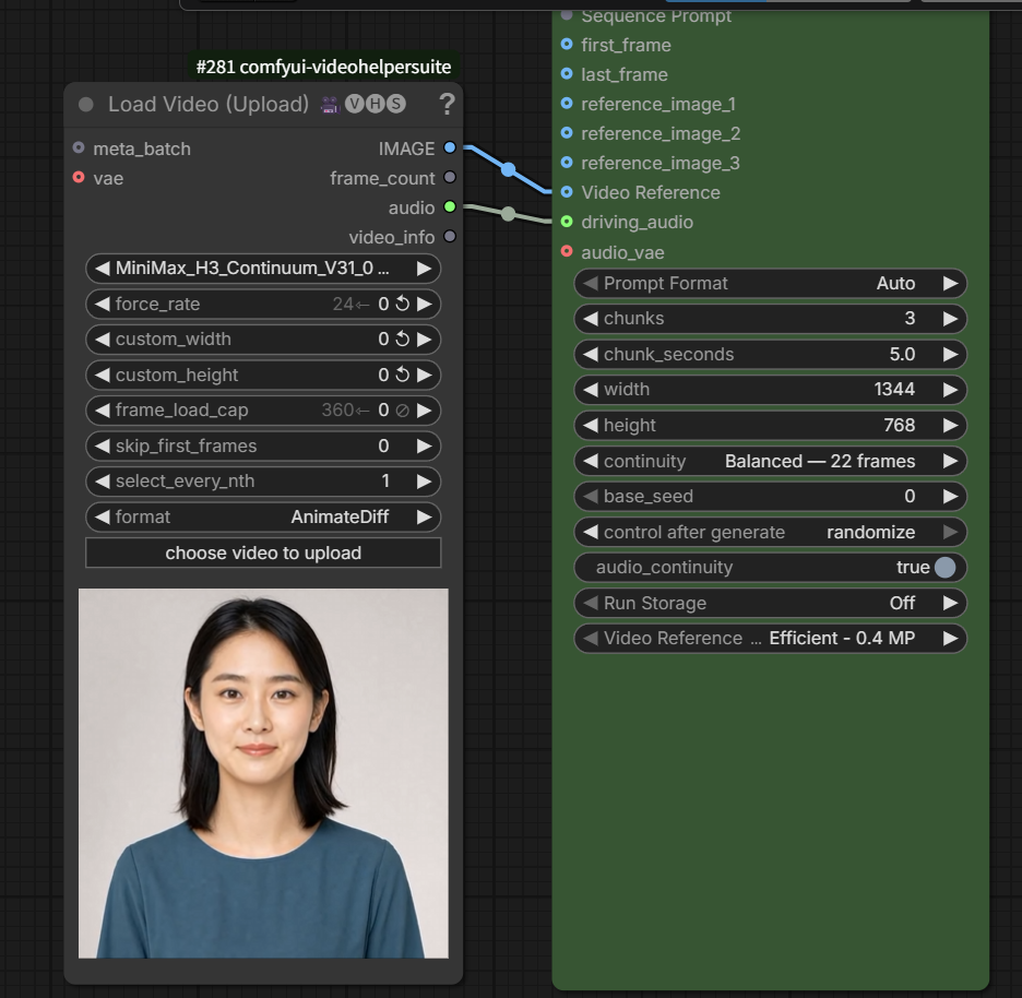 Video Guide Frames and embedded Driving Audio connection