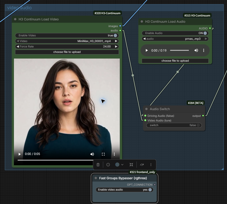 Continuum Video and Audio loaders with Enable controls