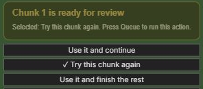 Try this chunk again selected; the top-right Run button executes the retry