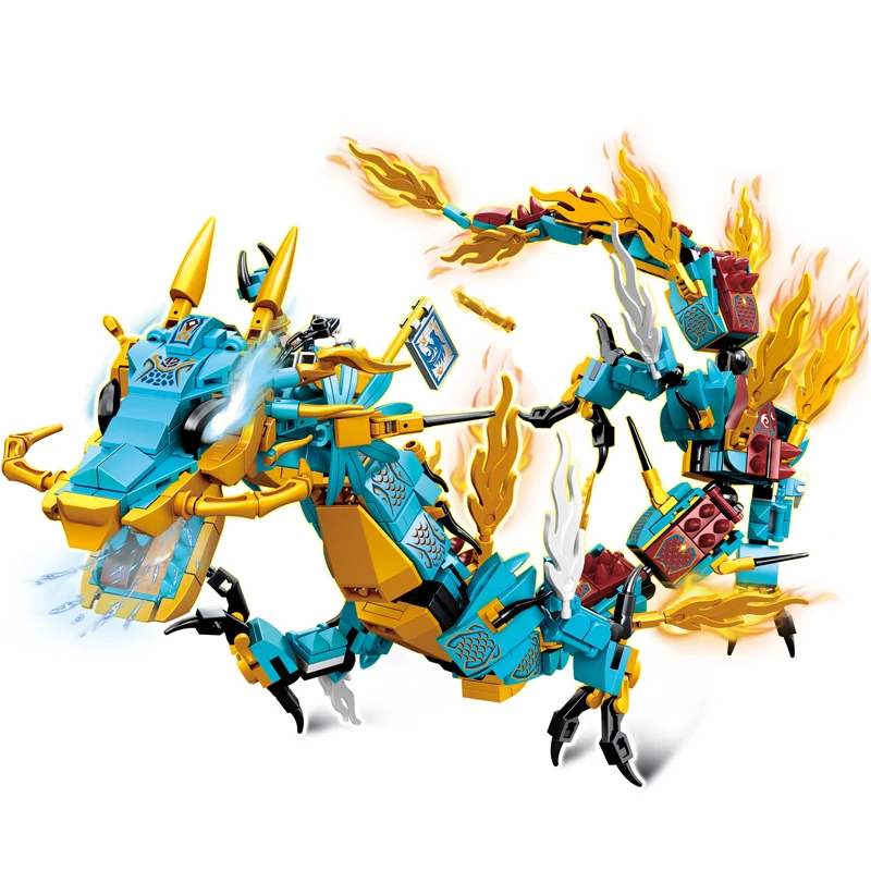 Ninja Saint Water Oriental Dragon Legendary Knight Model Building Blocks Sets City Figures Bricks Co