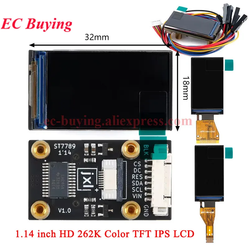 1.14 inch HD 262K Color TFT IPS LCD Screen Display Module 135*240 ST7789 Driver SPI for Arduino ESP3
