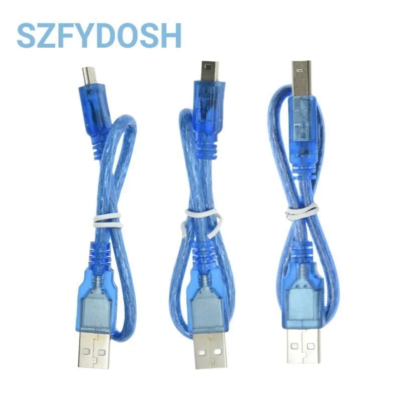 30CM USB Cable for Uno R3/Nano/MEGA/Leonardo/Pro Micro/DUE Blue High Quality A Type-C /Mini USB/Micr
