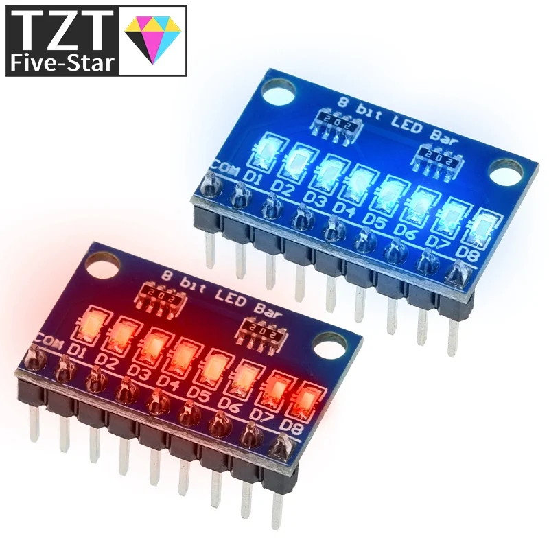 TZT 3.3V 5V 8 Bit Blue /  Red Common Anode / Cathode LED Indicator Module Diy Kit For Arduino NANO U