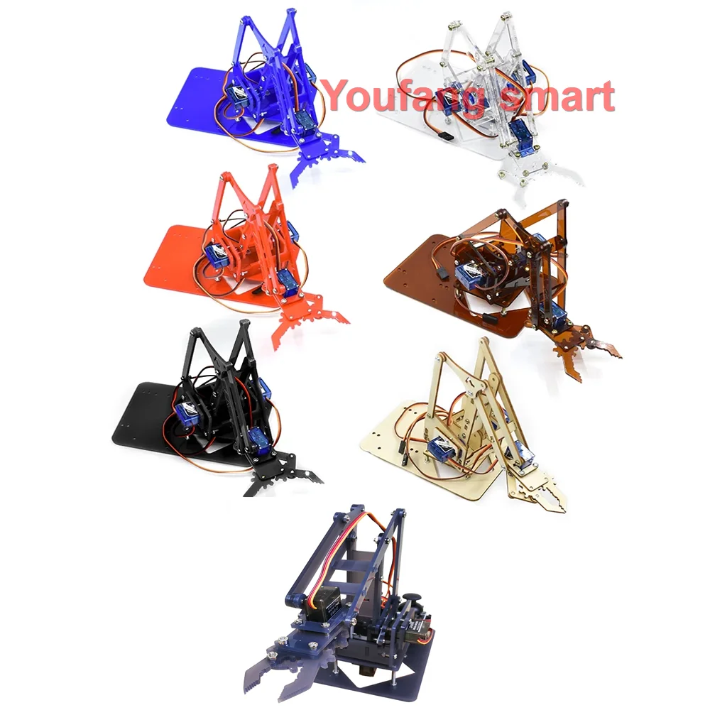 SG90 4 DOF Unassembly Acrylic Mechanical Arm Robotic Manipulator Claw For Arduino Learning DIY Kit R