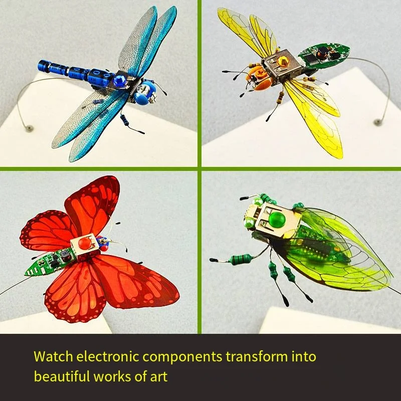 Montessori DIY Robotic Insects Science Invention Electronic Animal Model for Competition Welding DIY