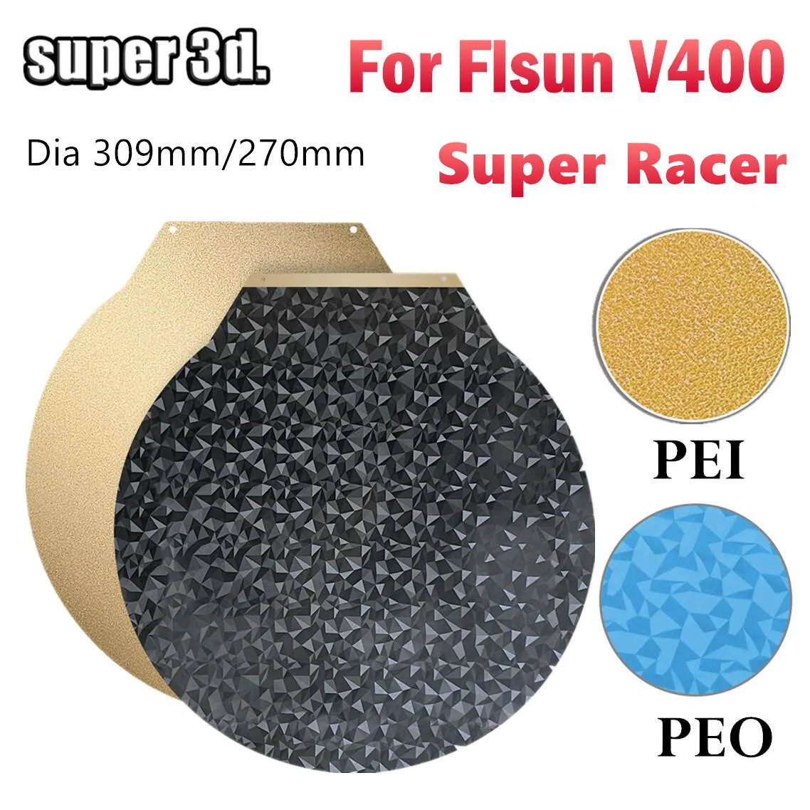 Round PEO Plate For Flsun V400 SR pei Double Sided Magnetic Steel PEO Sheet 3D Printer Build Plate F