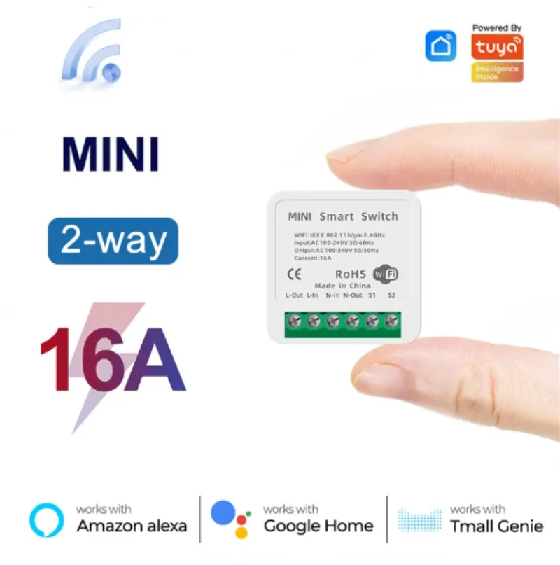16A WiFi Switch Smart Life App 2 Way Control Smart Home Automation Module Interruptor Work for Alexa