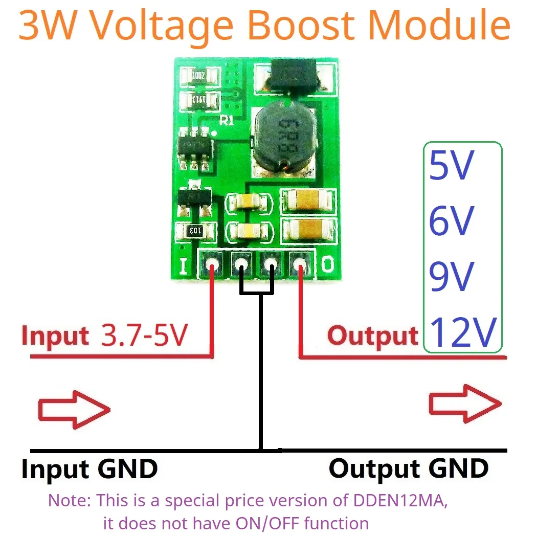 DC 3.7V 4.2V to 5V 6V 9V 12V Step-up DC DC Boost Converter Voltage Regulate for Arduino MEGA ESP32 E