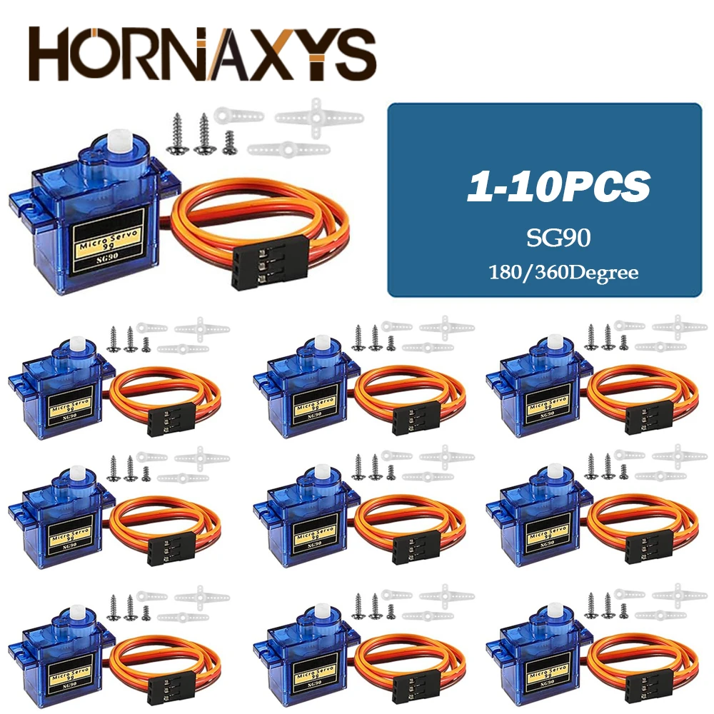 1-10PCS SG90 9G Micro Digital Servo Motor 180/360Degree Fixed-Wing Gear Servo Motor for Rc Helicopte