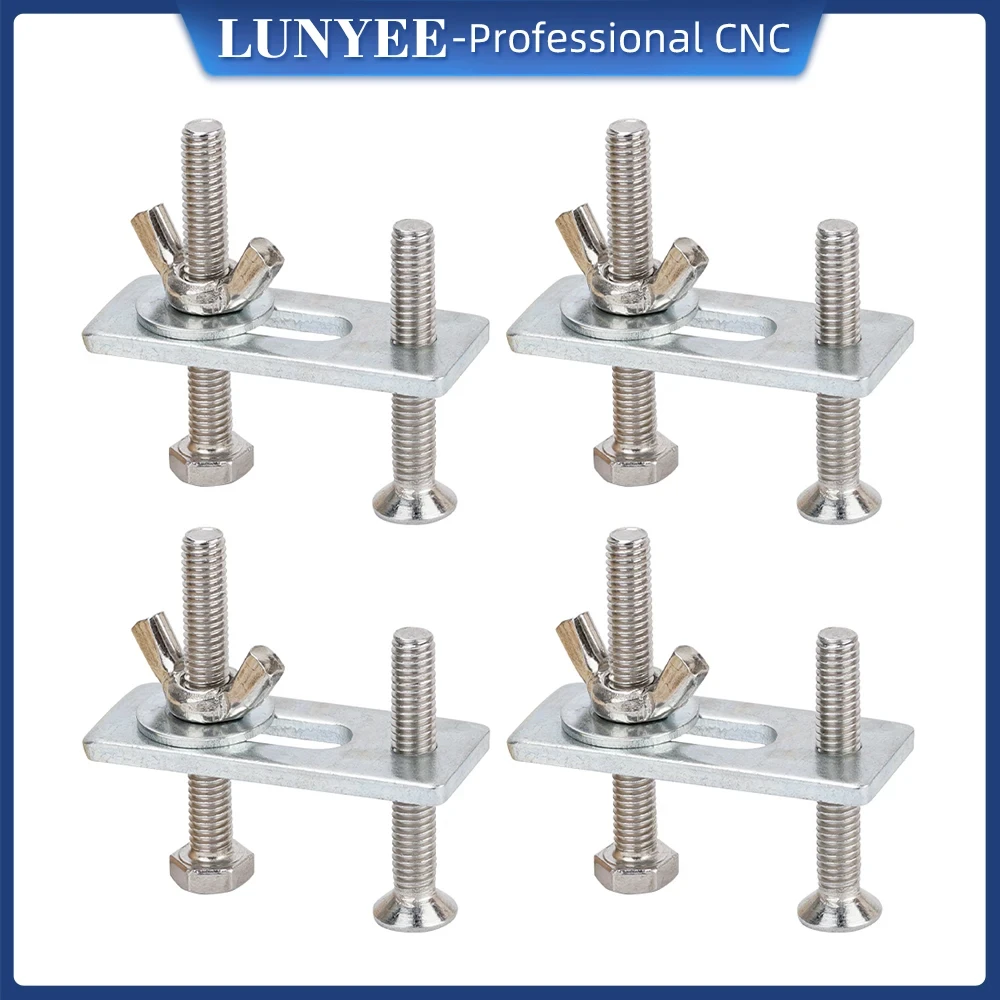 4 Pcs T-Track Hold Down Clamp Kit Press Plate for Table Saw Engraving Compatible with 3018 Series CN