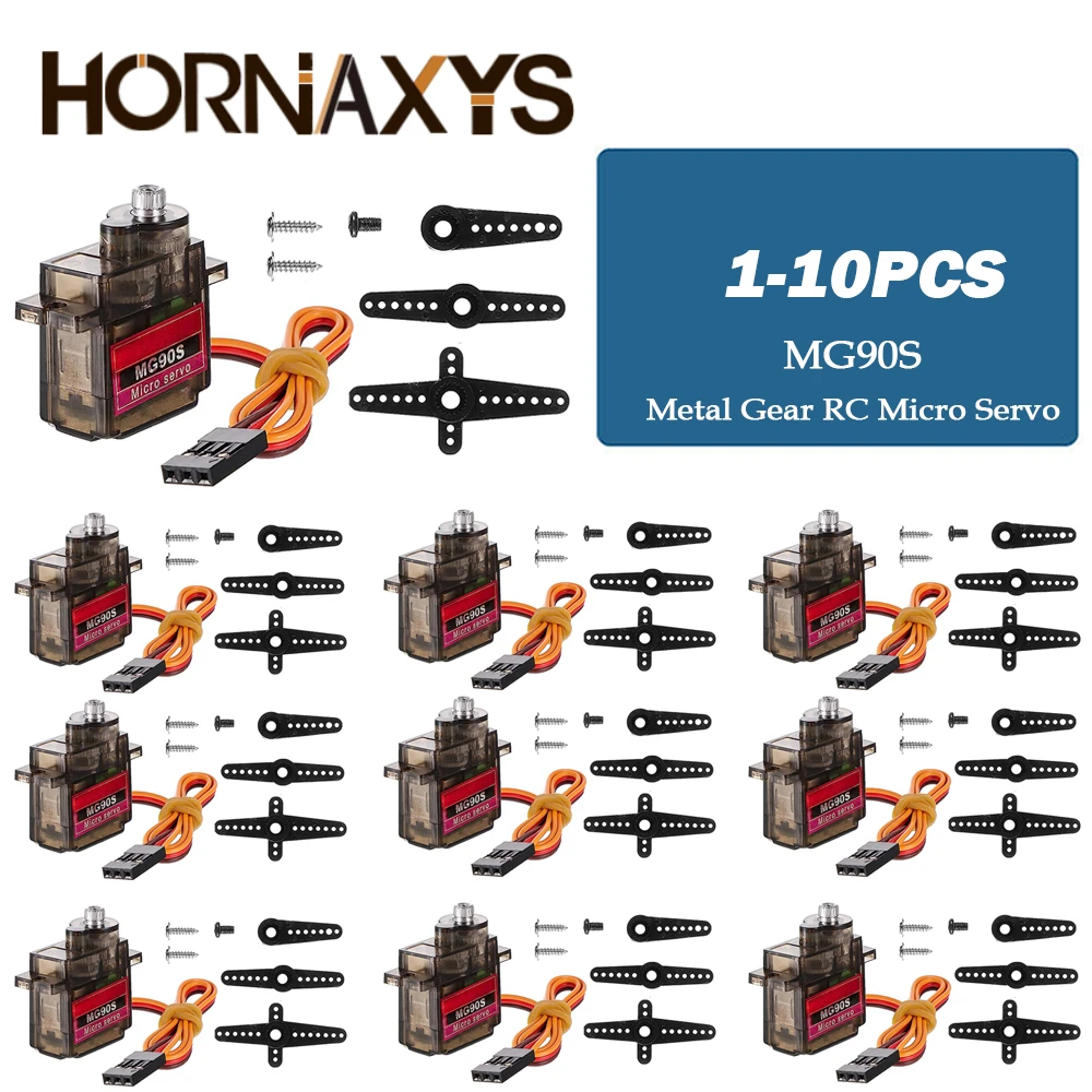 1-10PCS MG90S Micro Servo Motor Metal Gear Analog RC Servomotor 180 360 Degree  For Mini Car Airplan